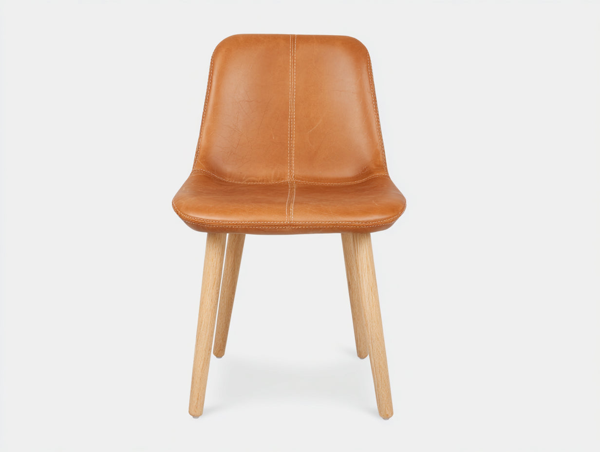 Esszimmerstühle Kunstleder-Massivholz 49x56x84 cm braun-natur - gepolstert im modernen Design