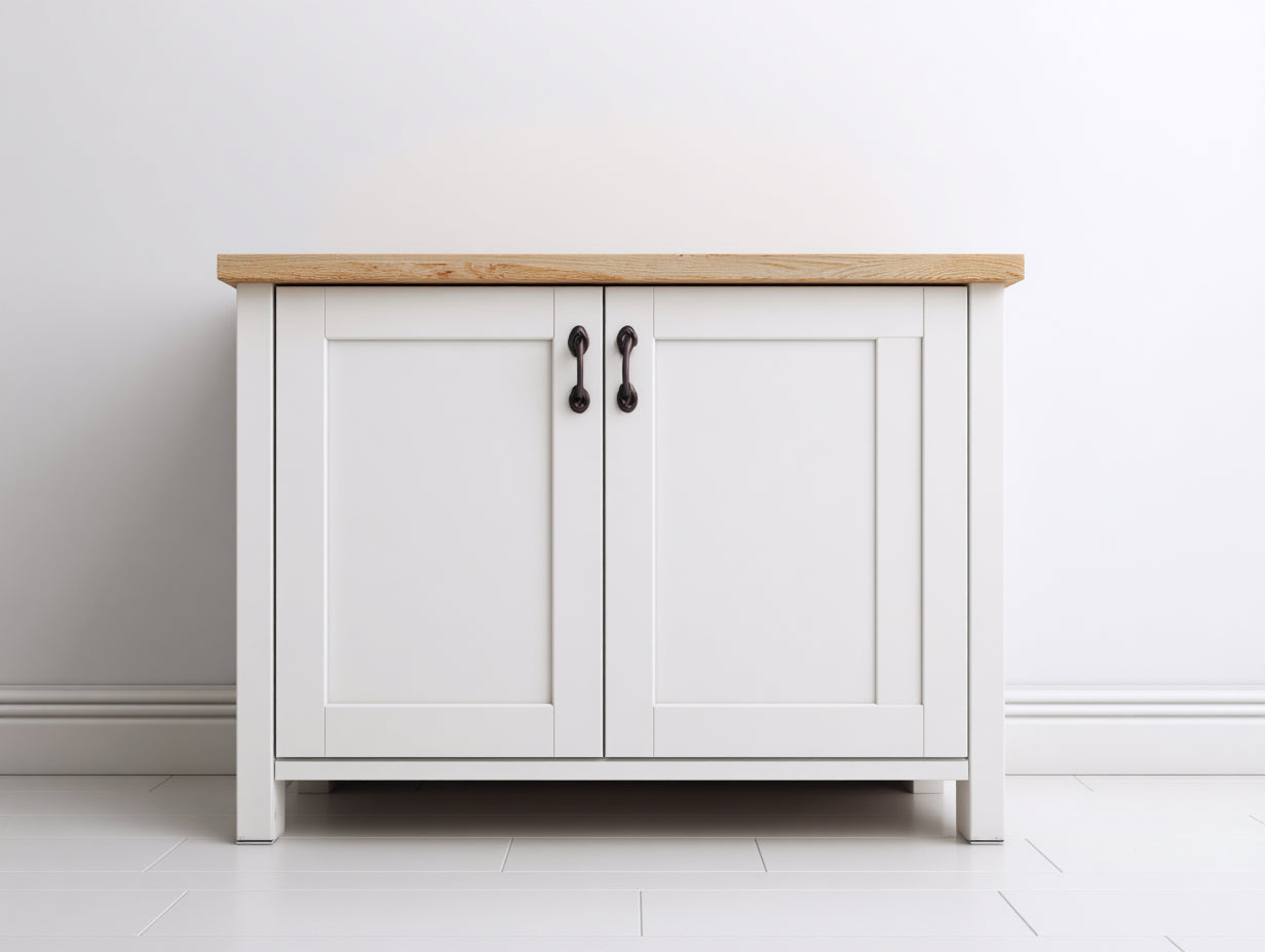 Sideboards aus Holz 90x40x80 cm - weiß-naturbraun - Landhausstil mit 2 Türen