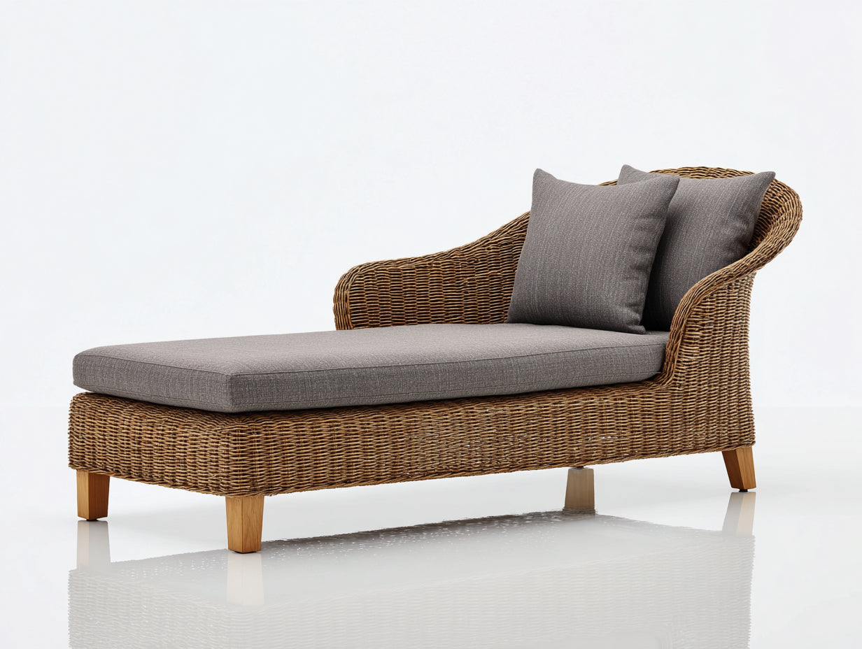 Sonnenliege aus Polyrattan 190x78x80 cm - braun-grau - natürlicher Outdoor-Stil