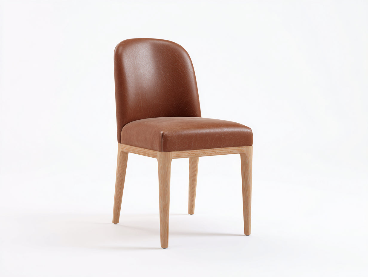 Esszimmerstühle Lederoptik 49x55x87 cm - Braun-Naturholz - modernes Design für Esszimmer