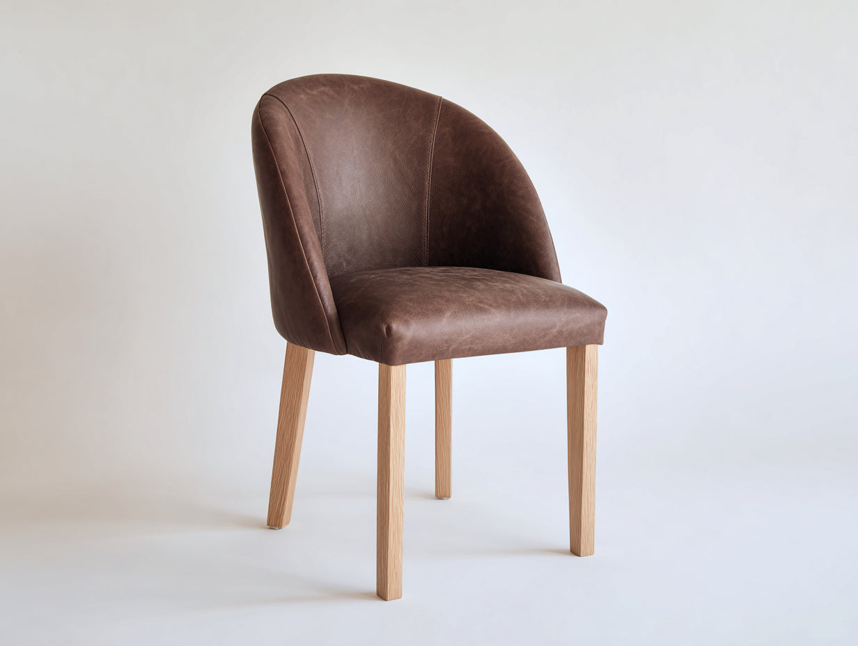 Esszimmerstühle Lederoptik 52x58x84 cm - Braun-Naturholz - modernes Design für Esszimmer