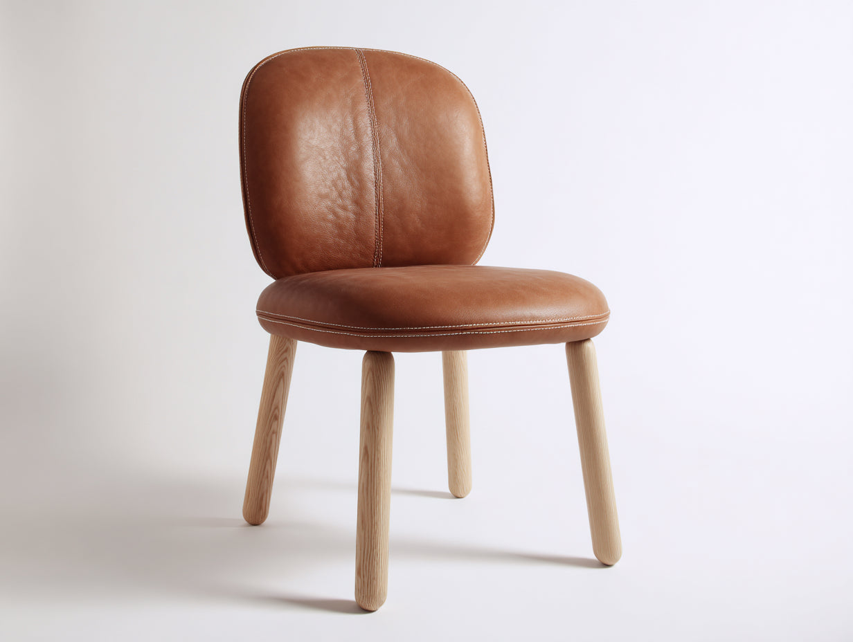 Esszimmerstühle aus Kunstleder und Holz 48x55x82 cm - braun-naturfarben - moderner Esszimmer-Stil
