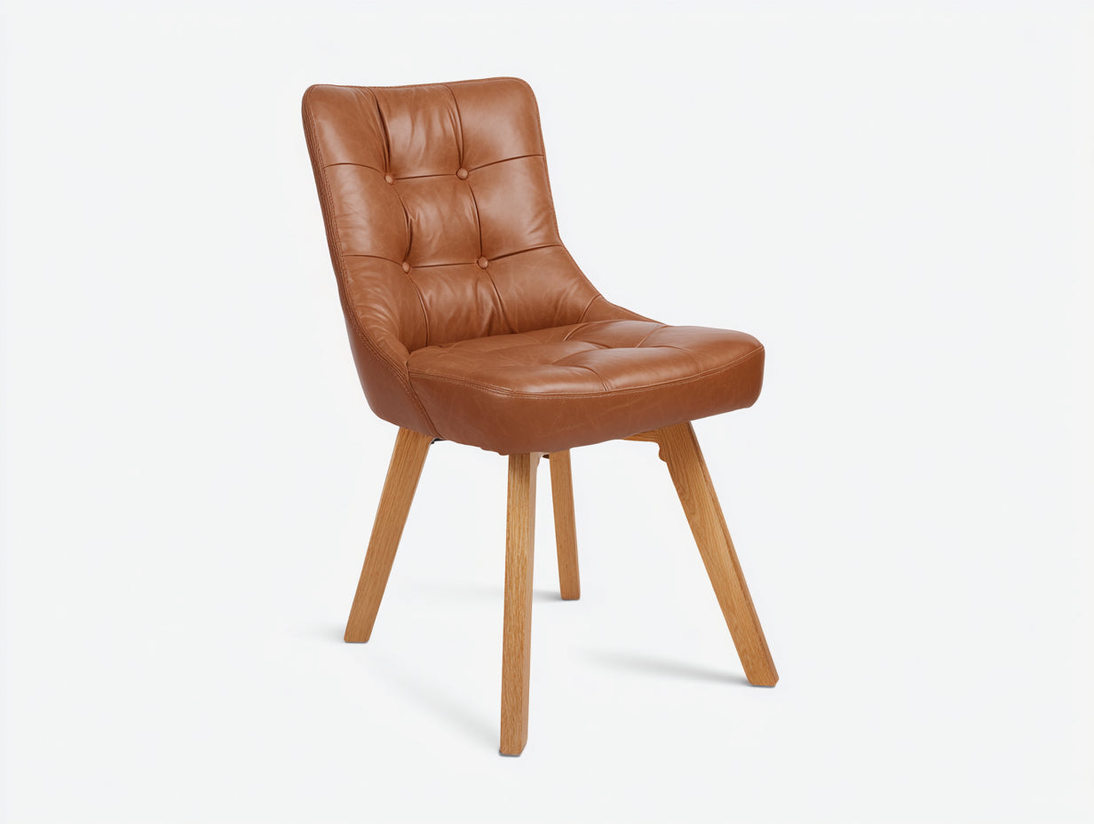Esszimmerstühle Kunstleder-Massivholz 52x60x87 cm braun-natur - gepolstert im modernen Design