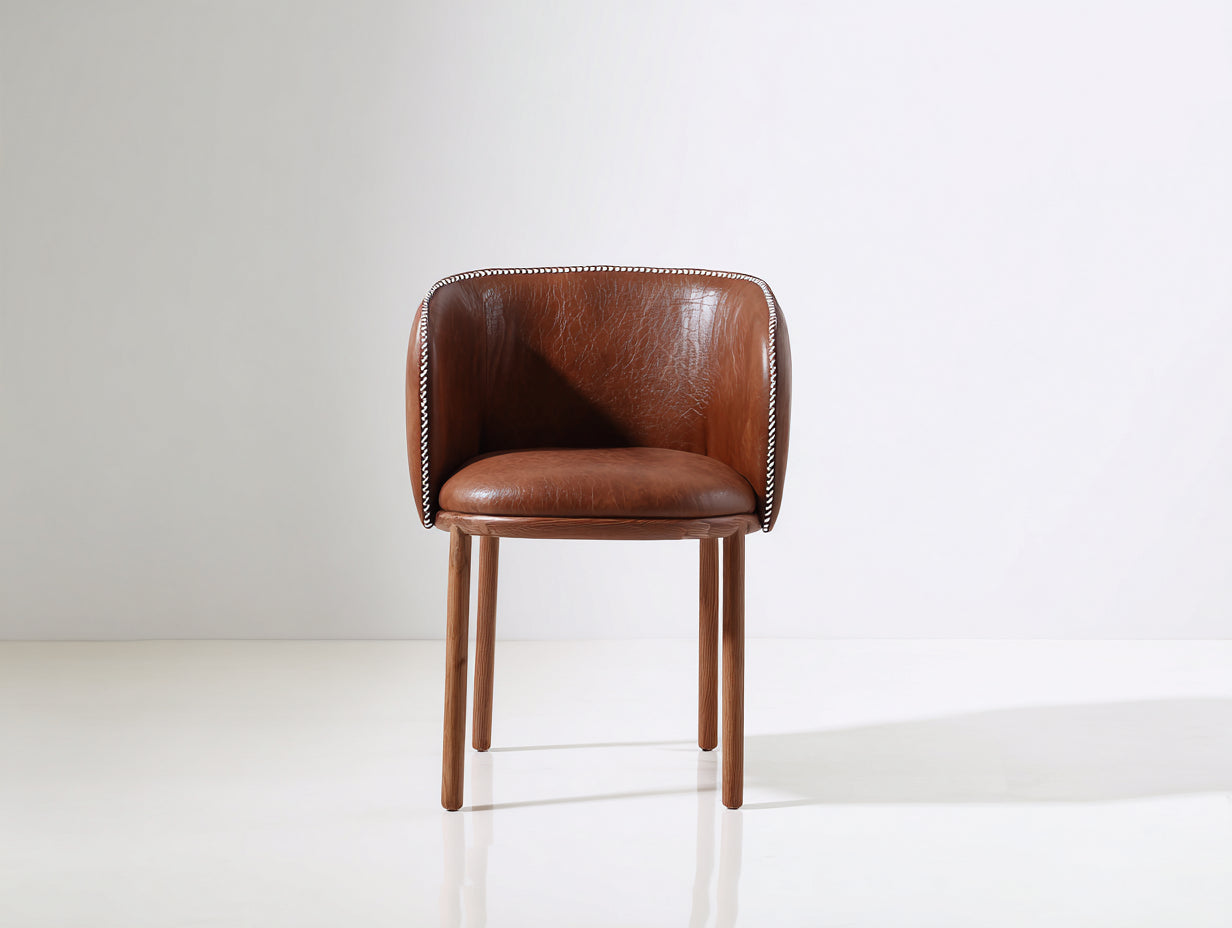 Esszimmerstühle aus Kunstleder und Holz 58x55x78 cm - braun - moderner Stil für Esszimmer