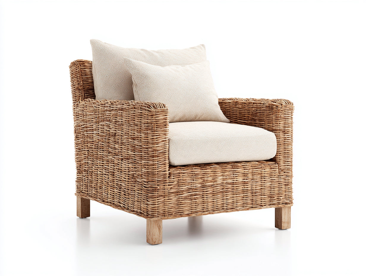 Polyrattan Gartensessel 84x80x79 cm - Naturbraun-Beige - modernes Design für Garten und Terrasse