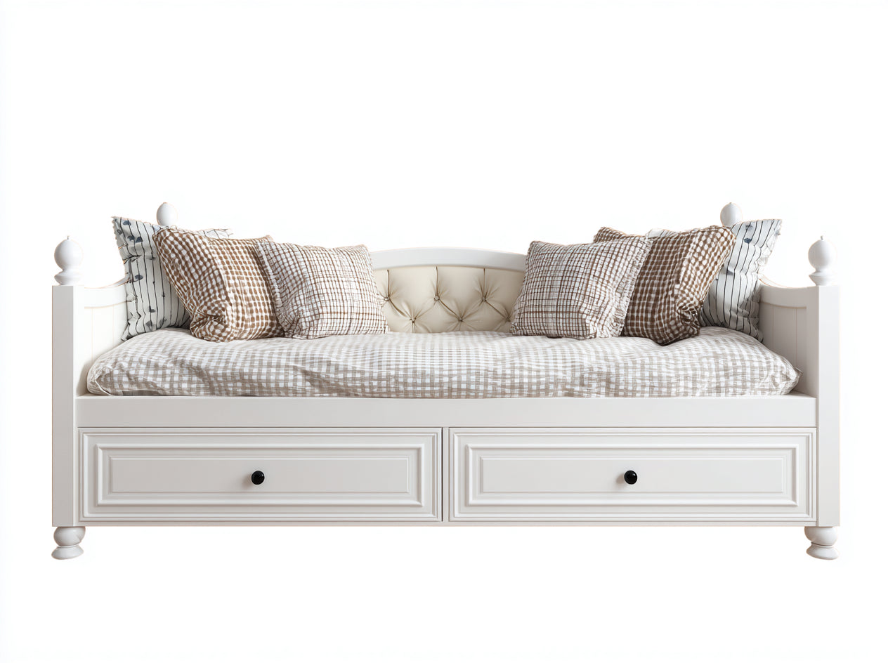 Schlafsofa Holzwerkstoff 210x98x95 cm weiß - mit 2 Schubladen für Wohn- und Gästezimmer