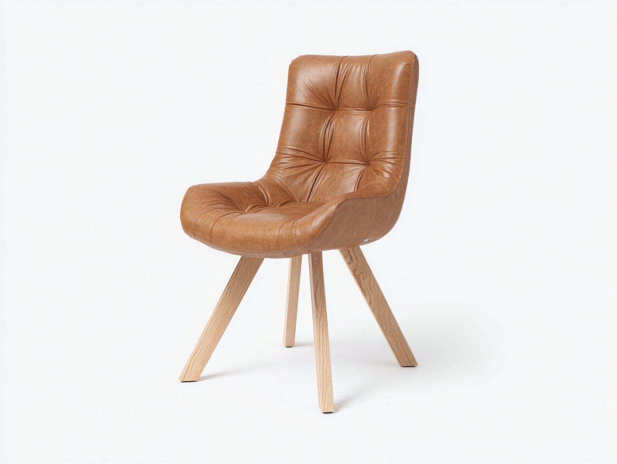 Esszimmerstühle aus Kunstleder und Holz 50x58x88 cm - braun-naturfarben - moderner Esszimmer-Stil