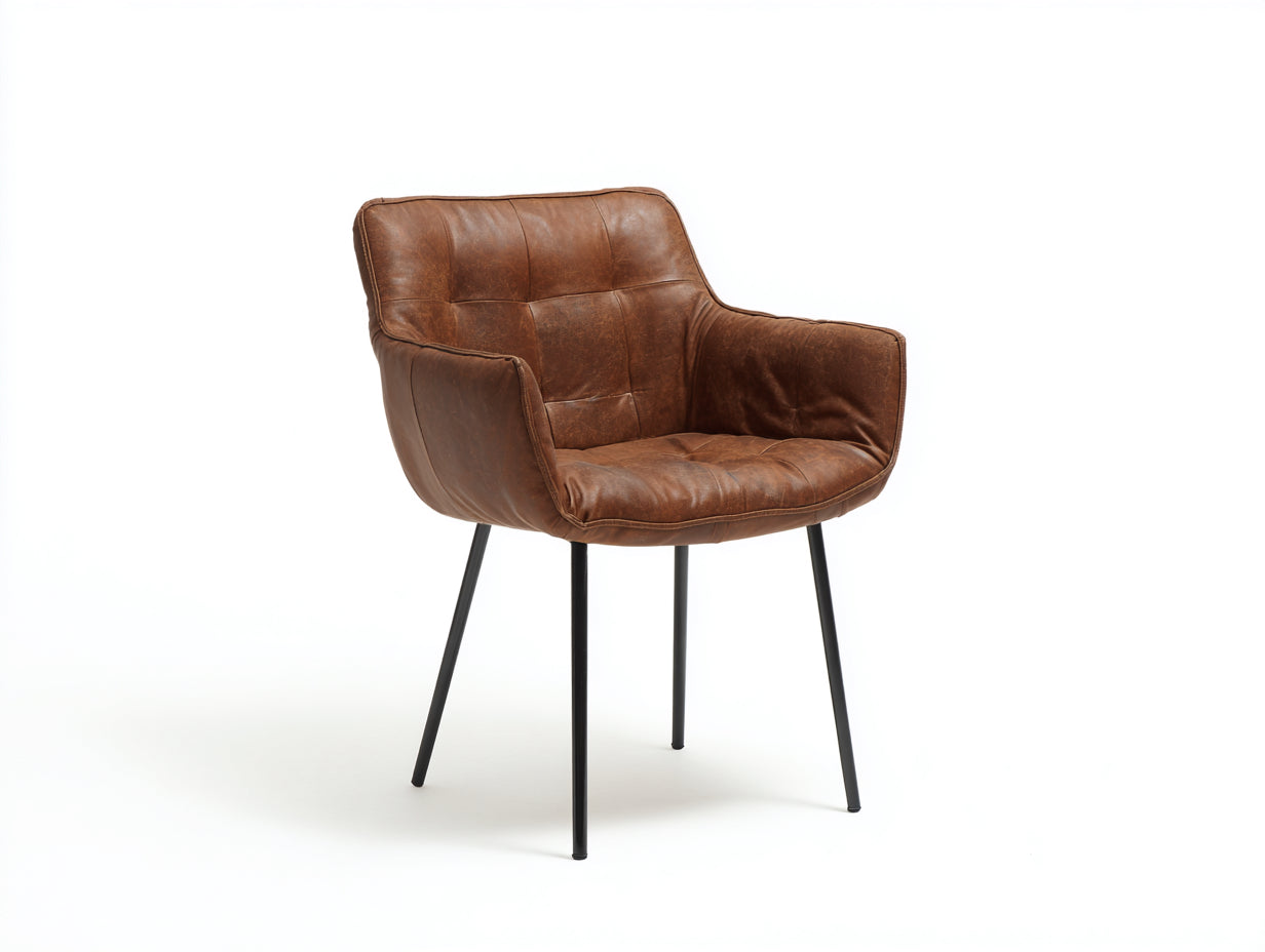 Esszimmerstühle Lederoptik 58x62x86 cm - Braun-Schwarz - modernes Design für Esszimmer