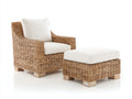 Polyrattan Gartensessel mit Hocker 82x78x88 cm - braun-beige - natürlicher Outdoor-Stil