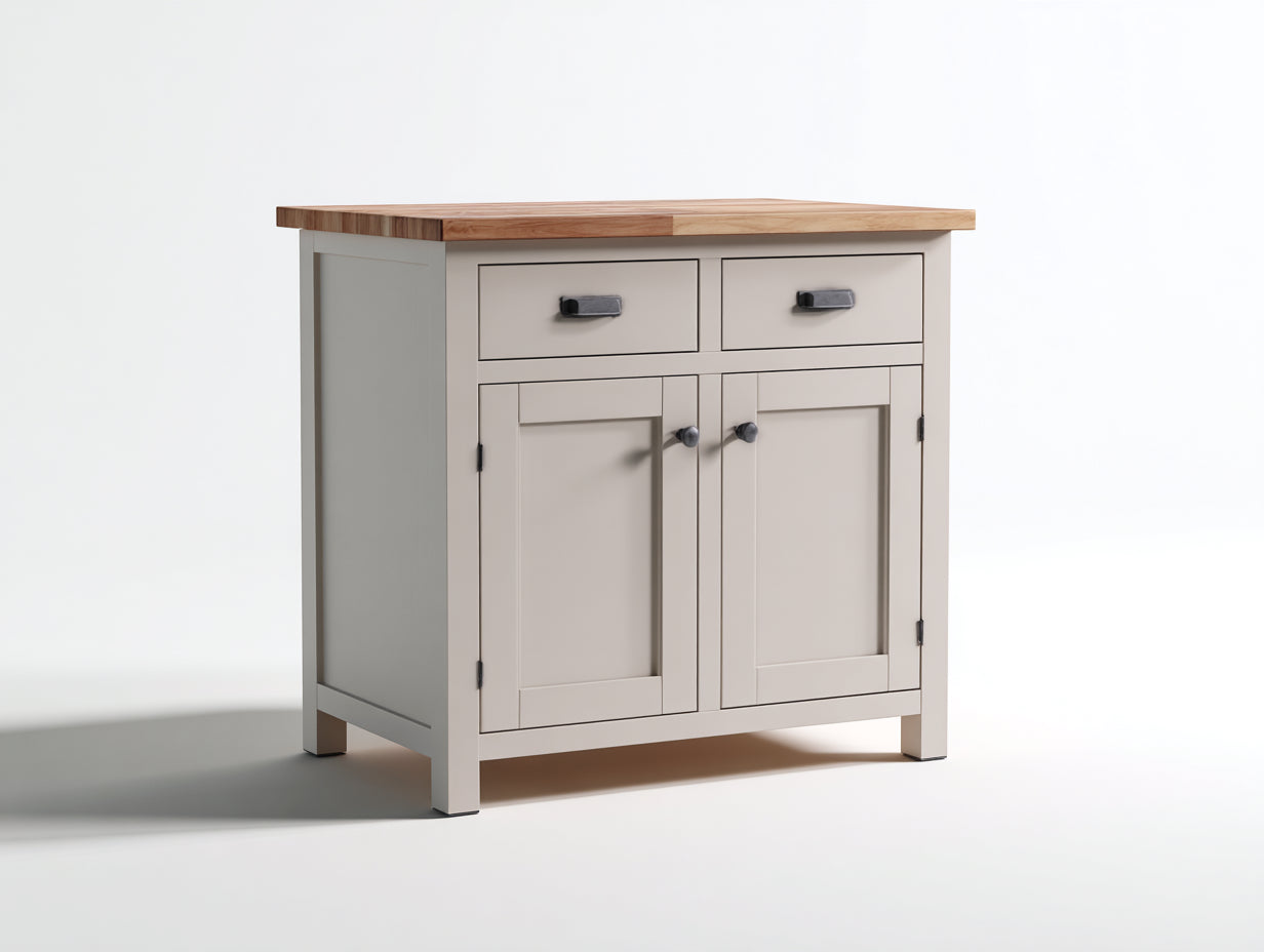 Sideboards mit 2 Türen und 2 Schubladen 110x45x88 cm - beige-braun - moderner Landhaus-Stil
