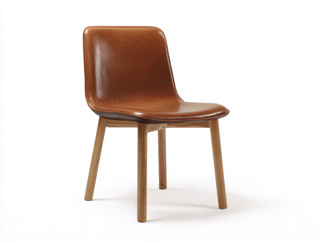 Esszimmerstühle aus Kunstleder und Holz 46x54x84 cm - braun-naturfarben - moderner Esszimmer-Stil