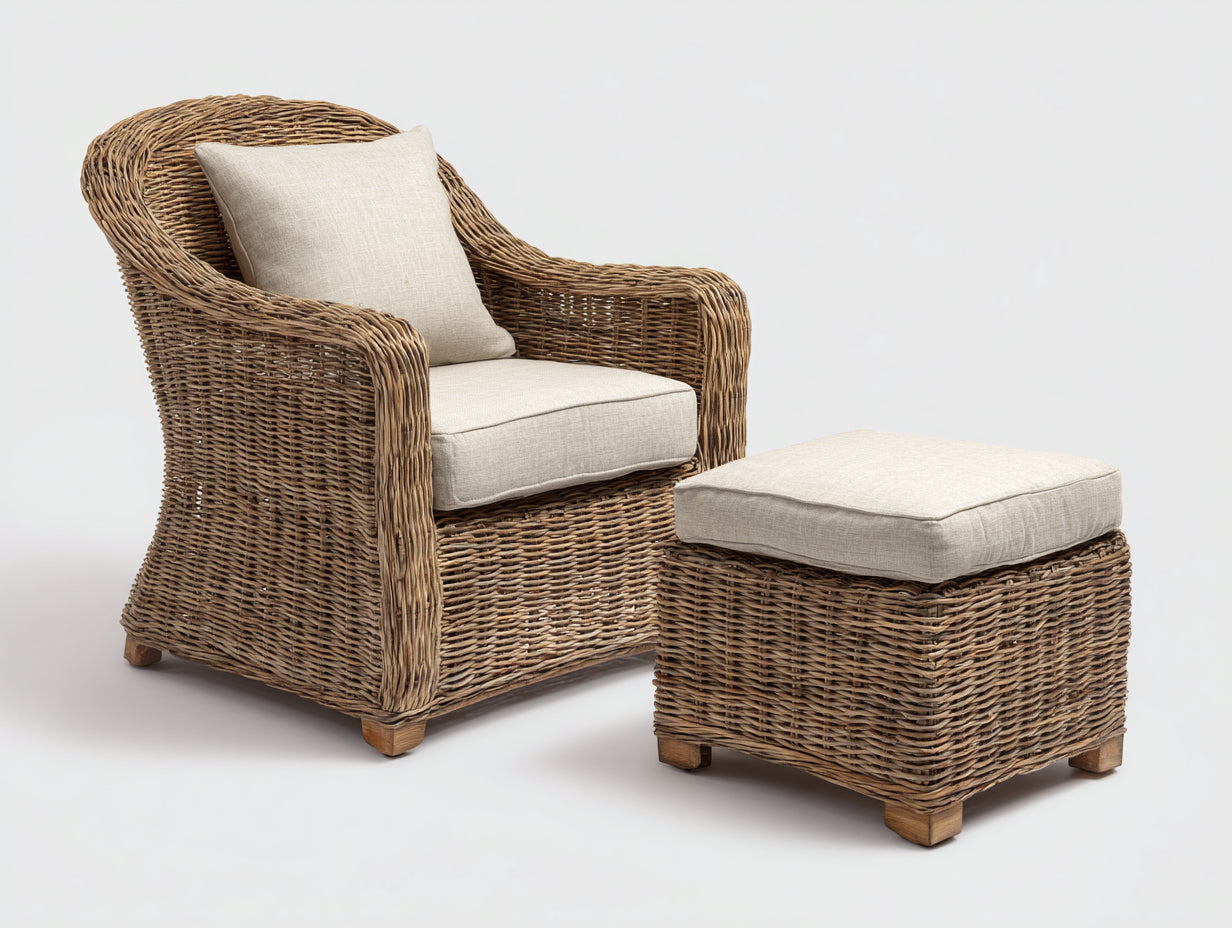 Polyrattan Gartensessel Rattanoptik 80x75x95 cm Braun-Beige - Klassisches Lounge Design