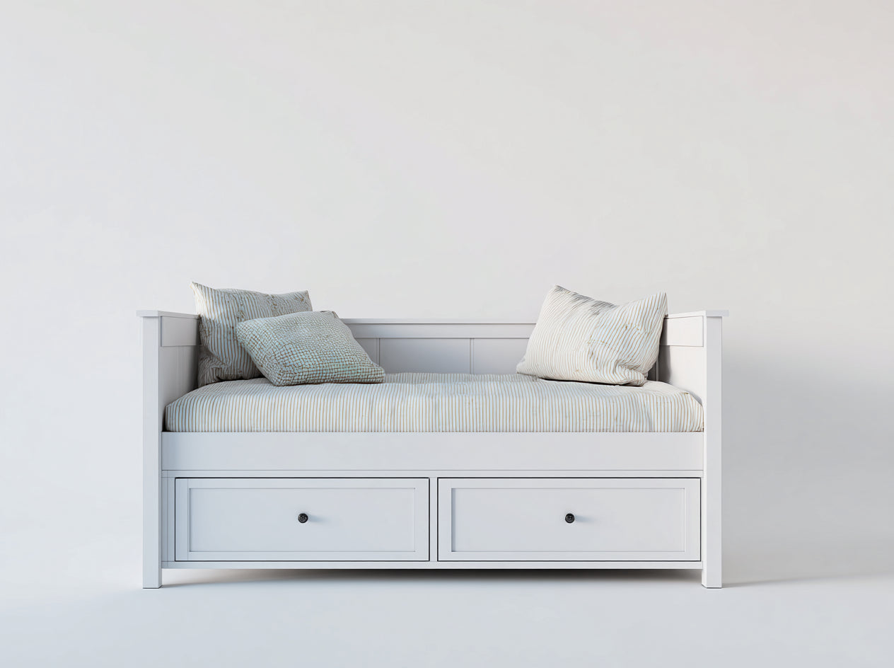 Schlafsofa aus Holz 200x92x82 cm - weiß - klassischer Stil mit 2 Schubladen