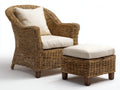 Polyrattan Gartensessel 78x82x92 cm - Naturbraun-Beige - mit Fußhocker für Garten und Terrasse