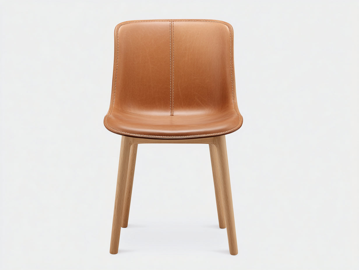 Esszimmerstühle aus Kunstleder und Holz 48x54x83 cm - braun-naturfarben - moderner Esszimmer-Stil
