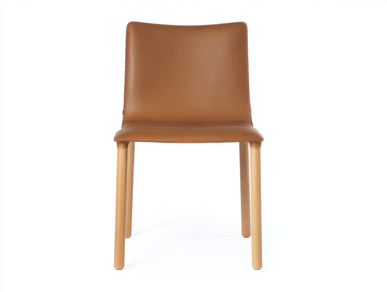 Esszimmerstühle Lederoptik 48x56x88 cm - Cognac-Naturholz - modernes Design für Esszimmer