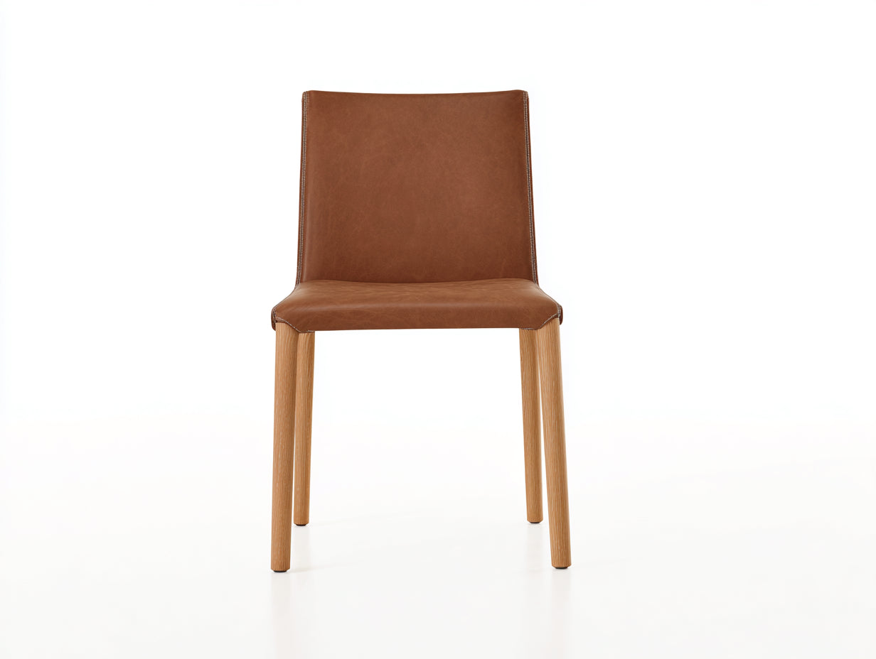 Esszimmerstühle Kunstleder-Massivholz 48x55x86 cm braun-natur - gepolstert im modernen Design